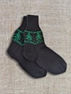 Grandma's Knitted Wool Socks - Forest