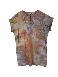 Image 2 of M 100% Cotton Short T-Shirt Dress with Pockets in Sedona Watercolor Ice Dye
