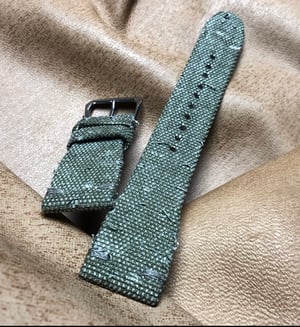 Image of Pilot Style Sanded Green Canvas Distressed Watch Strap