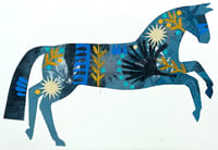 Image 1 of Umberto , a Blue horse mono print with collage 