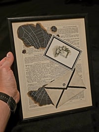 Image 1 of Memorial Card 1800s - real preserved spider web and 1800s Bible page