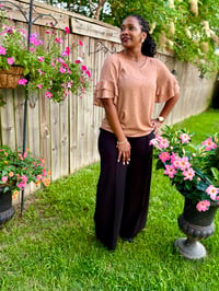 Image 3 of  Polka Dot Blouse w/Back V-Neck Detail & Ruffle Sleeve