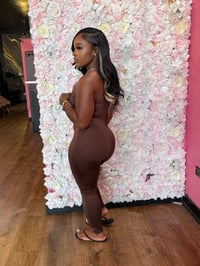 Image 2 of brown strapless jumpsuit