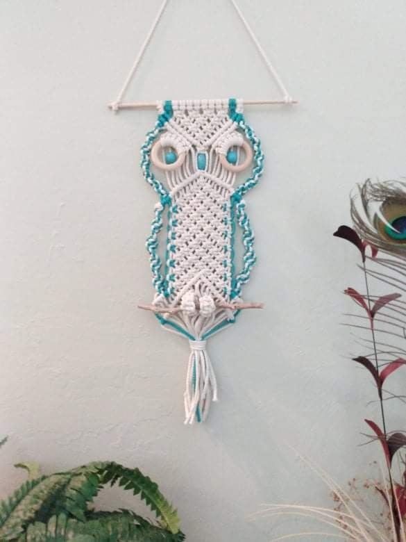 Image of Owl Macrame Wall Hanging Tapestry Art Decor Handmade Woven Boho Ornament Wall Hanger Gift