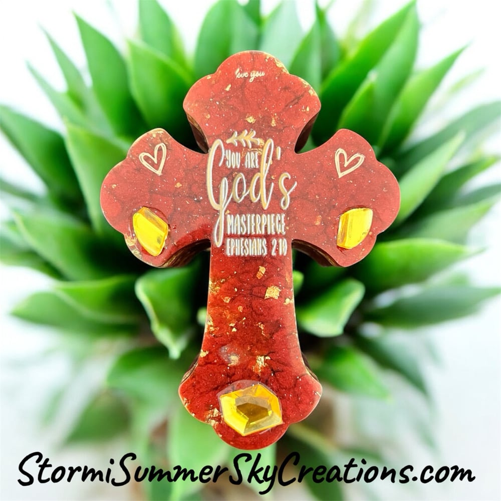 Image of Red/Gold Cross Prayer/Trinket Box