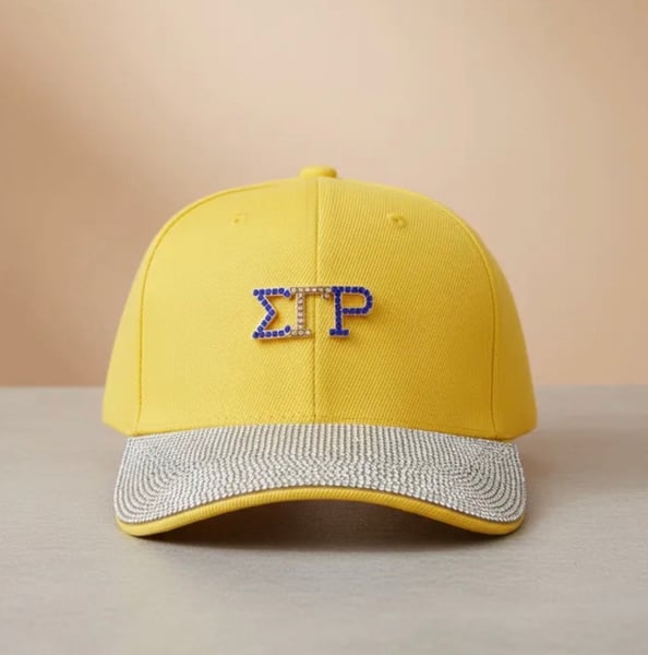 Image of Yellow Canvas Baseball Cap Rhinestone Brim