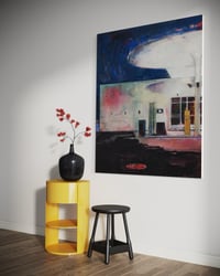 Image 2 of Painting / maleri / "Charlottenlund – Malerdrømme og tankestreger – Benzinstation" / 120x150 cm