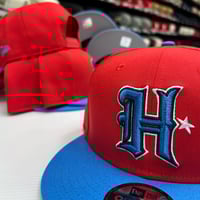 Image 1 of New Era 9Fifty Front Door Red Sky Blue 