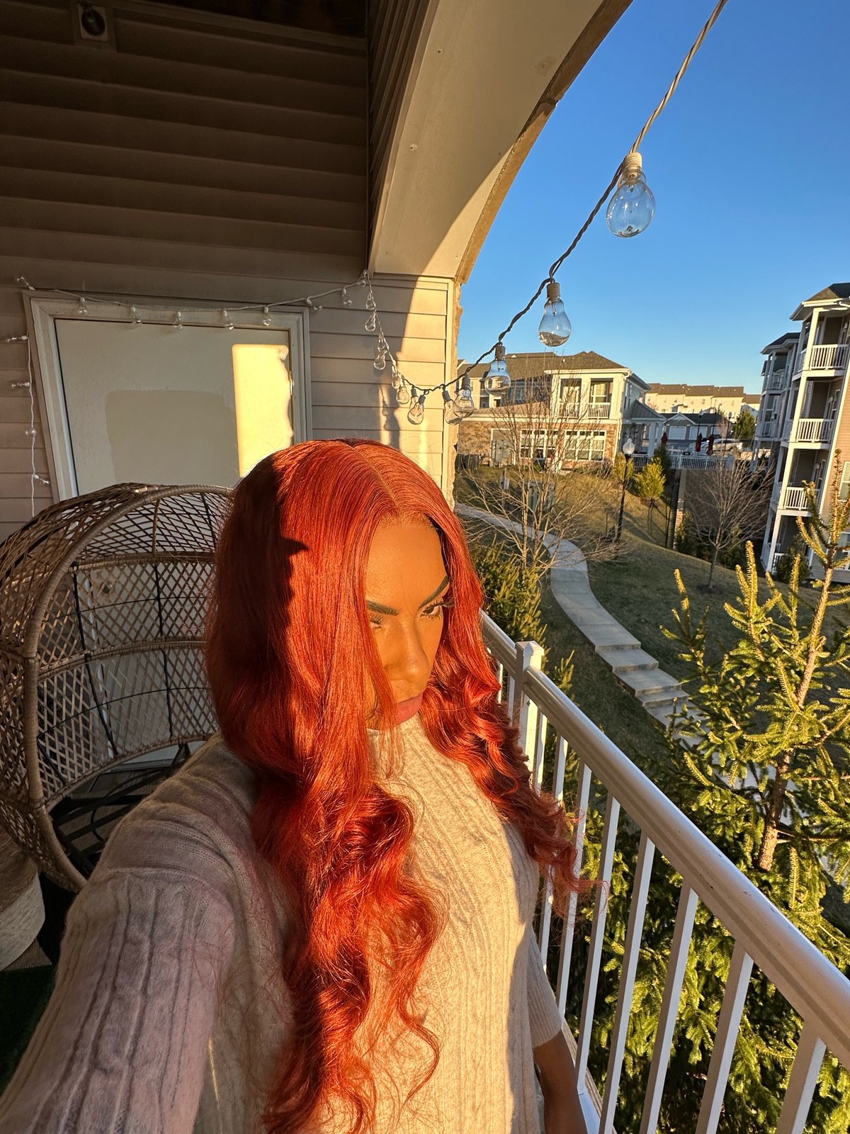 Unice orange hot body wave wig 24 inches