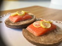 Miniature salmon 1:12 scale on wooden board