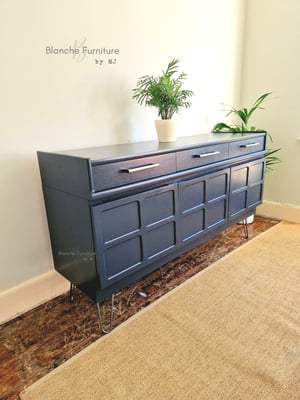 Image of Gorgeous Nathan Square Sideboard in a Dark Grey with Chrome fittings