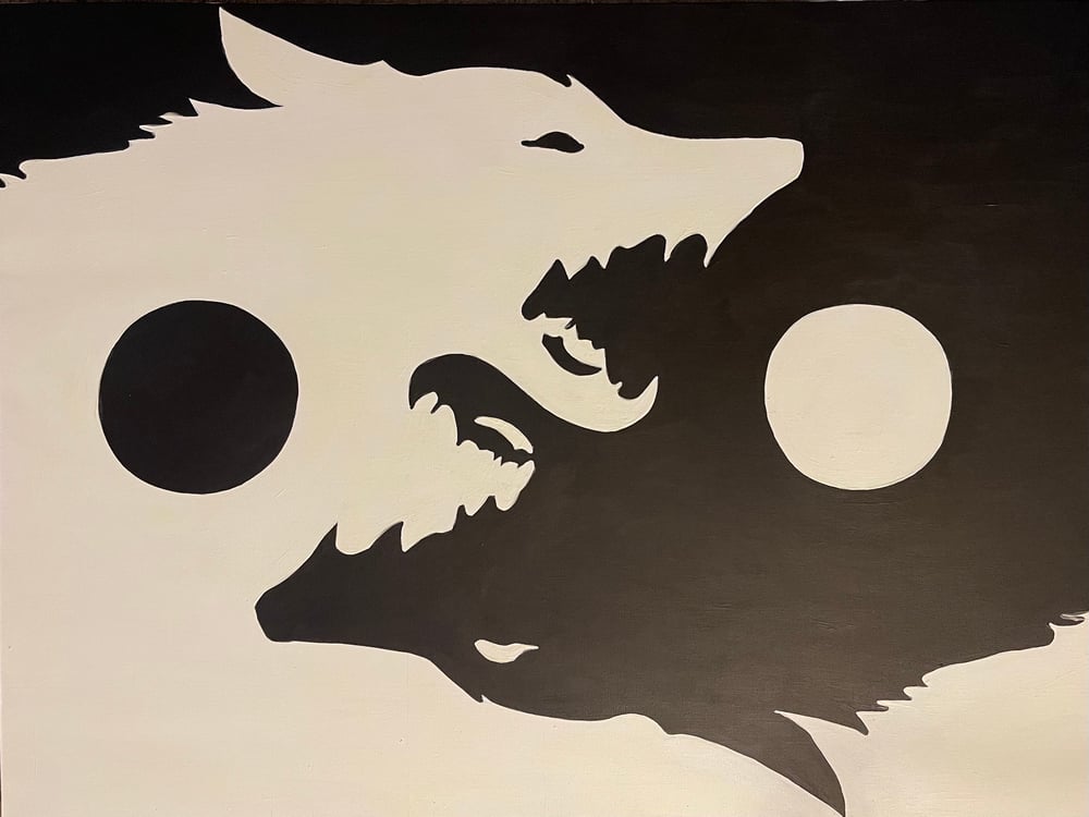 Image of “Ying Yang Wolves” Canvas Prints