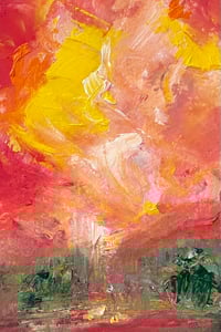 Image 2 of “Starburst Sky” oil painting on paper 6 x 8 inches 