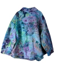 Image 4 of 2X PLUS 100% Cotton Oversized Chore Coat in Mermaid Watercolor Ice Dye