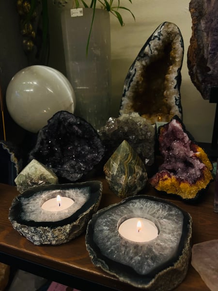 Image of Natural agate t light candle holder