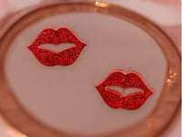 Red lip earrings 