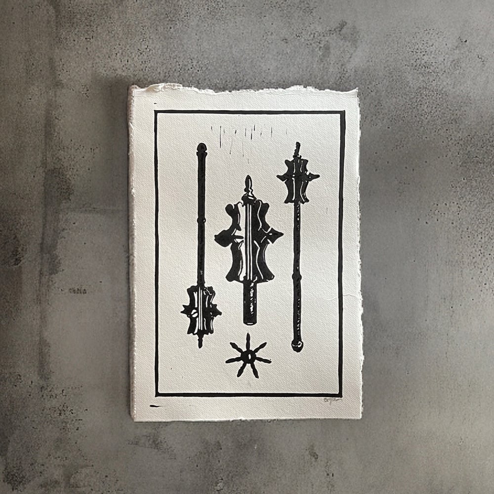 Image of Iron Mace Linoprint 