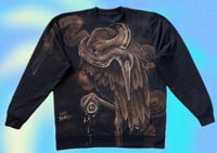 Image 1 of “MELANCHOLY” CUSTOM BLEACH PAINTED PULLOVER SWEATER LARGER