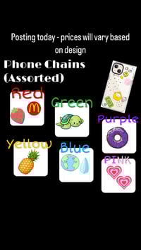 Image 3 of Phone Chains (16mm/20mm beads) - Hot Pink (rhinestone)