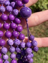 Image 4 of Charoite Phosphosiderite Mala Necklace, Phosphosiderite Charoite 108 Bead Hand Knotted Gemstone 