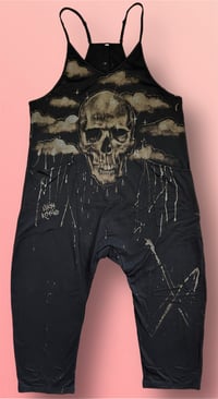 Image 1 of “SKULLY” BLEACH PAINTED BAGGY ROMPER MEDIUM