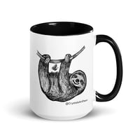 Image 4 of Hanging Around Sloth Ceramic Coffee Mug Line Art by CrystalsArtPaws