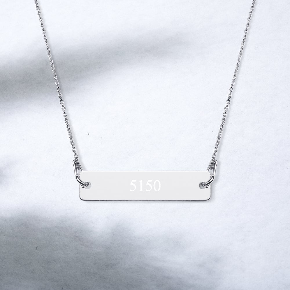 Image of 5150 Engraved Silver Bar Chain Necklace