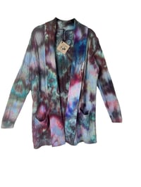 Image 2 of M Sweater Cardigan w/ Pockets in Dark Watercolor Snow Dye