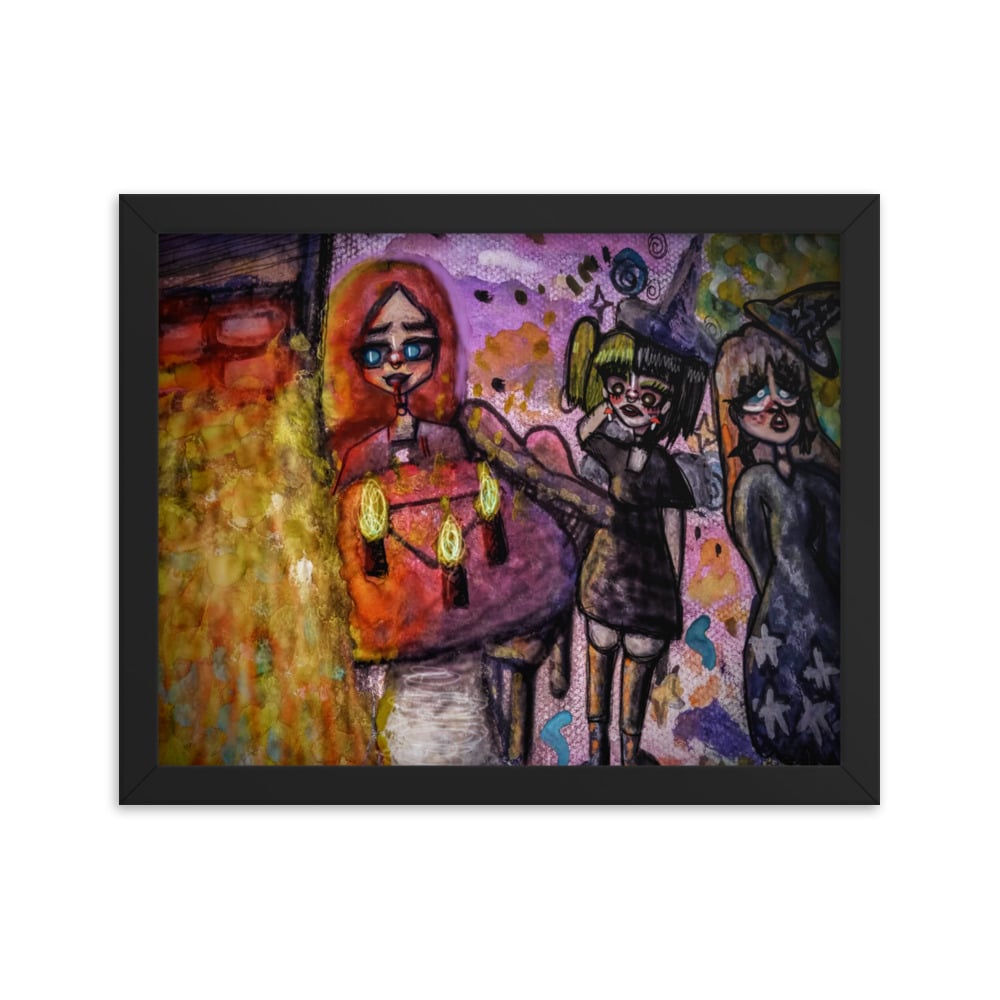 Image of "Burning Bad Vibes" Framed Trippy Painting 