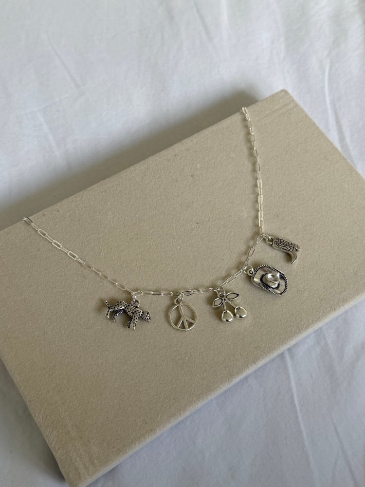 Image of Cool Girl Silver Charm Necklace