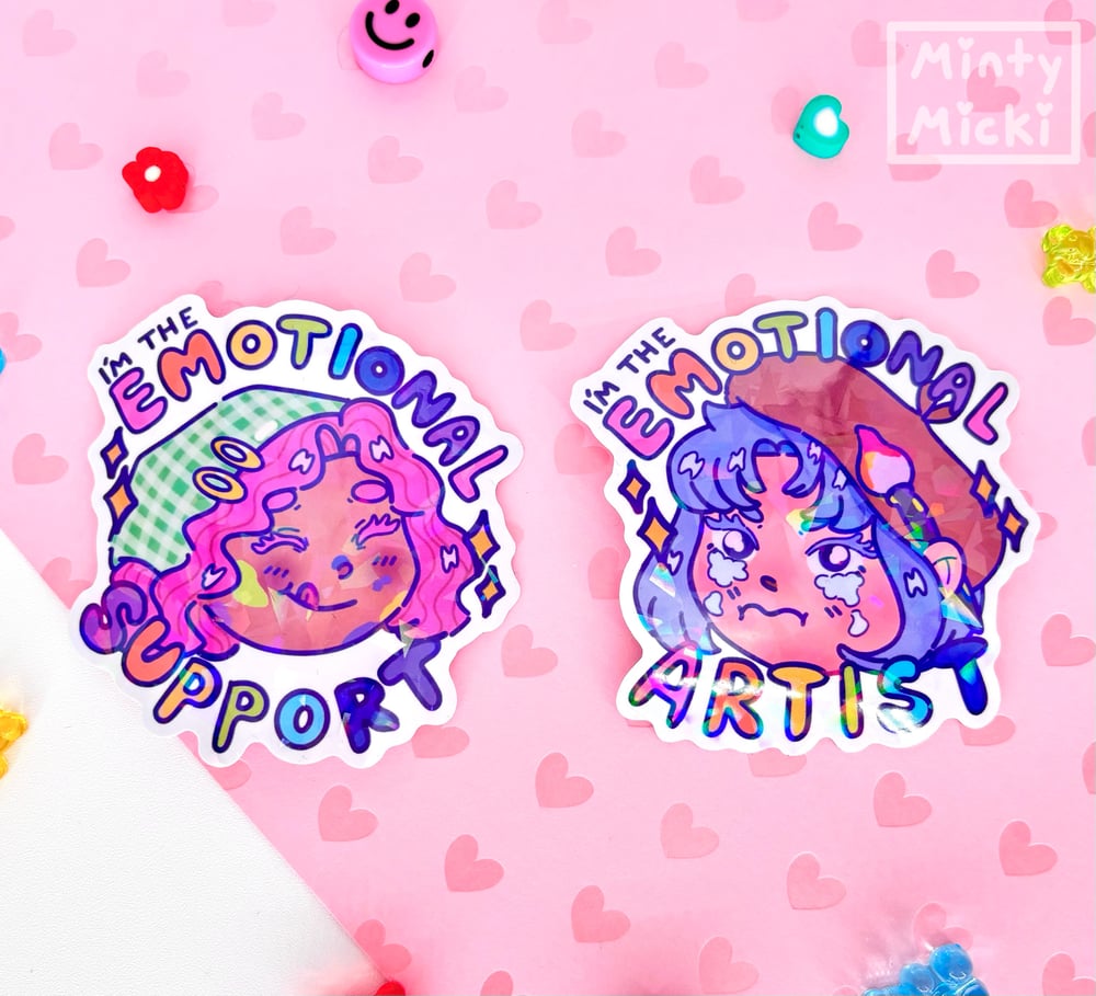 Image of 3" Holographic Emotional Artist/Support Stickers