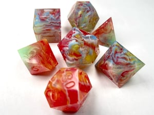 Image of Rainbow Ribbons (finished to order) 7-Piece TTRPG Dice Set 