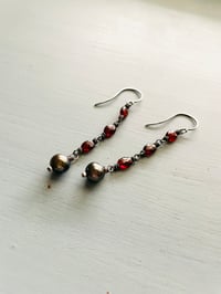 Image 1 of pearl and garnet earrings