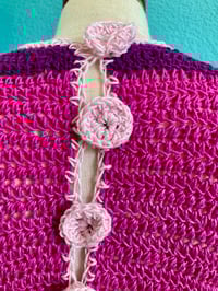 Image 3 of Crochet Boho Girls Dress Fuscia Size 6-7x