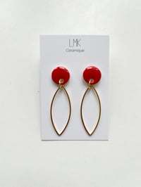 Paire de boucles d’oreilles céramique et plaqué or EGOPODE rouge foncé 