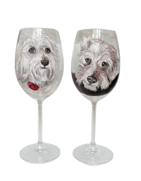 Image 4 of Hand Painted Stemmed, Crystal, Wine Glass