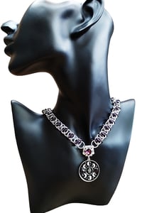Image 3 of Moon Phases Kinetics + Crystal Chainmaille Necklace