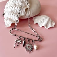 Image 2 of Paperclip Chain Pin Charm Necklace - Stainless Steel or gold