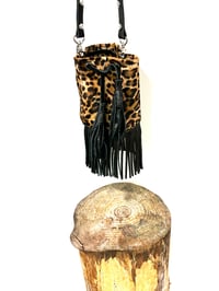 Image 2 of Mini Kitty Leather Patchwork Leopard Print Bucket  