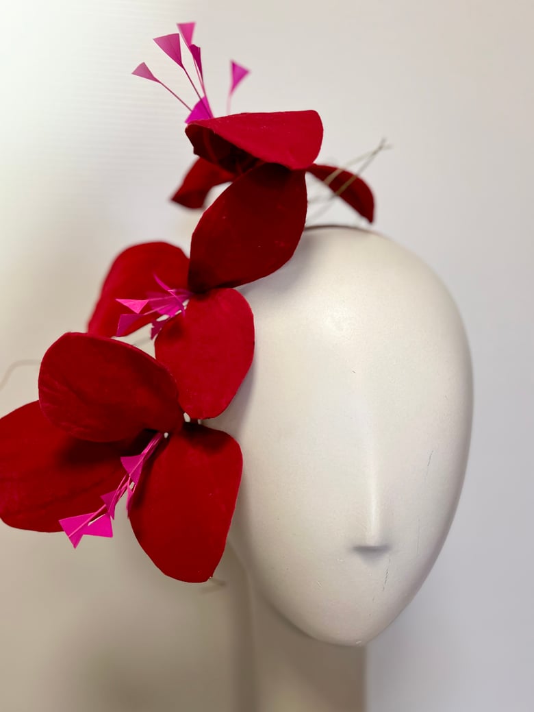 Image of Red velvet flower headpiece  