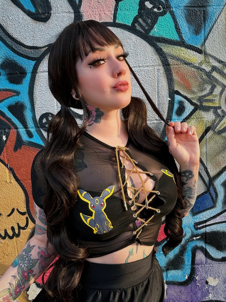 Image of The Umbreon bling lace up top 