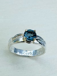 Image 5 of sterling silver feather ring with blue topaz 