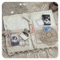 Image 4 of Junk Journal fabric folder book full of lace samples and supplies