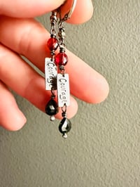 Image 5 of garnet and tourmaline courage charm earrings