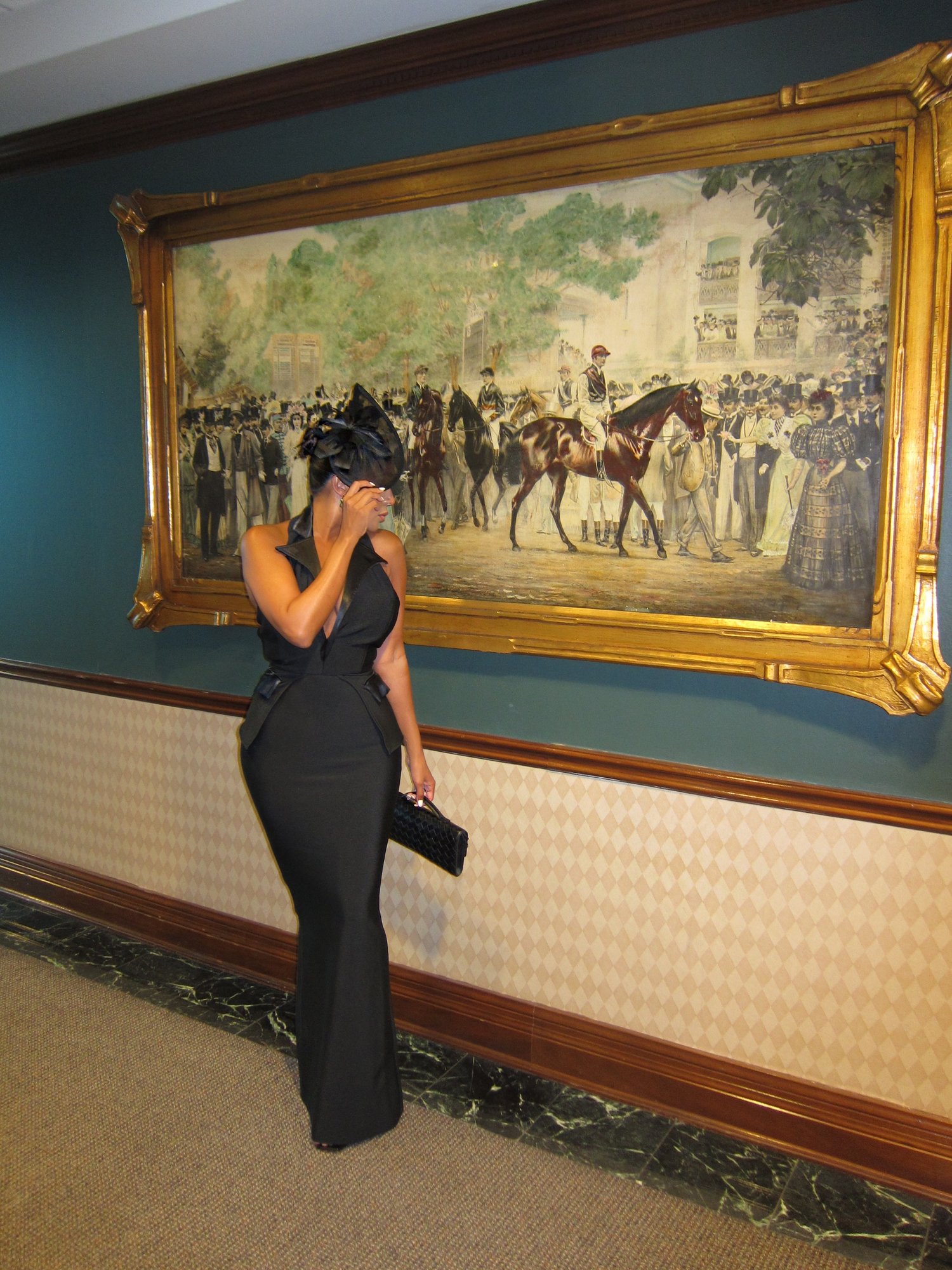 Image of BLACK DEEP V COLLARED MAXI BANDAGE DRESS (XS)