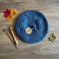 Crochet Beret - Blue Tweed