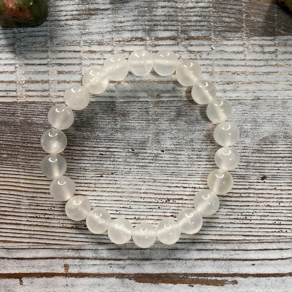 Image of “Higher Crown” 8mm Selenite Bracelet 