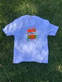 Image 1 of Read The VibeT Shirt UV Active Green and Orange on white Size 26 Chest 120cm XXL