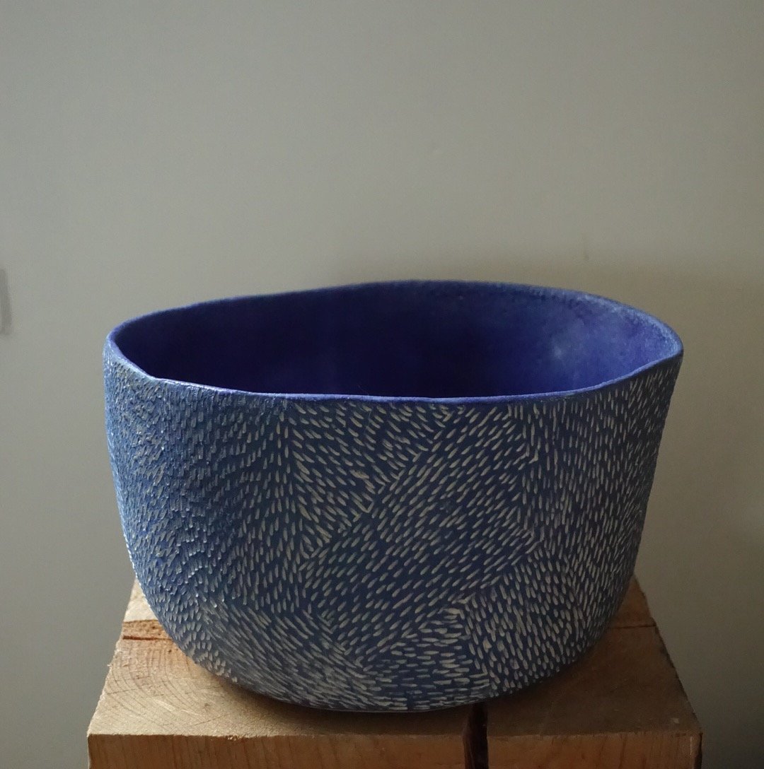 Image of Blue Textured Bowl