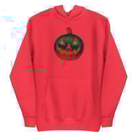Image 24 of Long Sleeve Hoodie (Adult M/F) - Jack O Lantern Retro Orange Glow